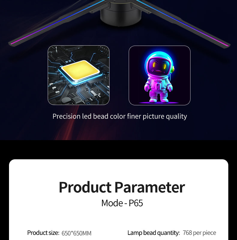 65cm 3D Fan Hologram Projector Wifi Control Remote Commercial Advertising Display Hologram Projector Transmit Picture Video