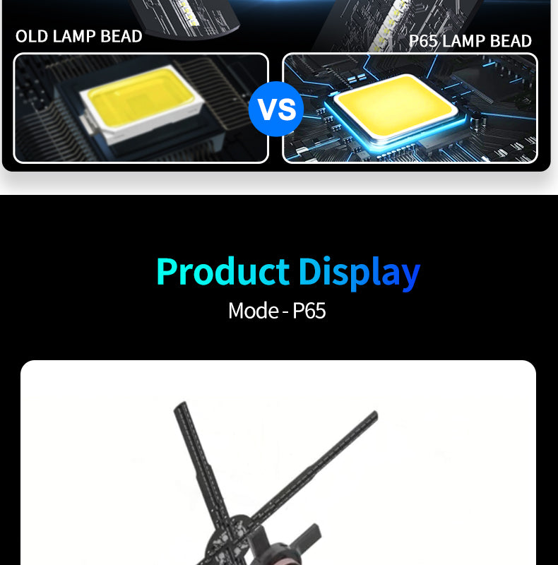 65cm 3D Fan Hologram Projector Wifi Control Remote Commercial Advertising Display Hologram Projector Transmit Picture Video