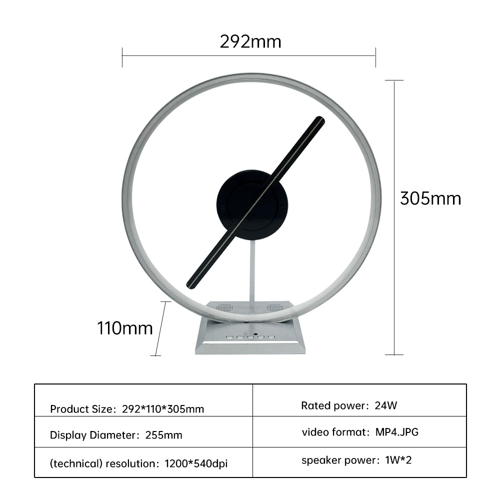 30cm 3D Hologram Fan Projector Desktop Model Fan Advertising Logo Light Support Sound With Transparent Cover Holographic Fan