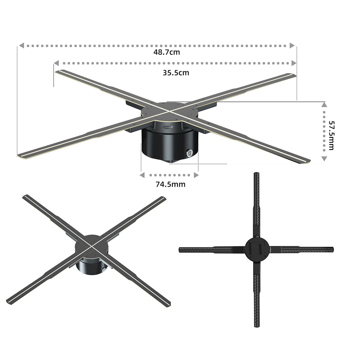 50cm 3D Hologram Fan Projector Wifi Led Sign Holographic Lamp Display Advertising Logo Light Three-Dimensional Projectors