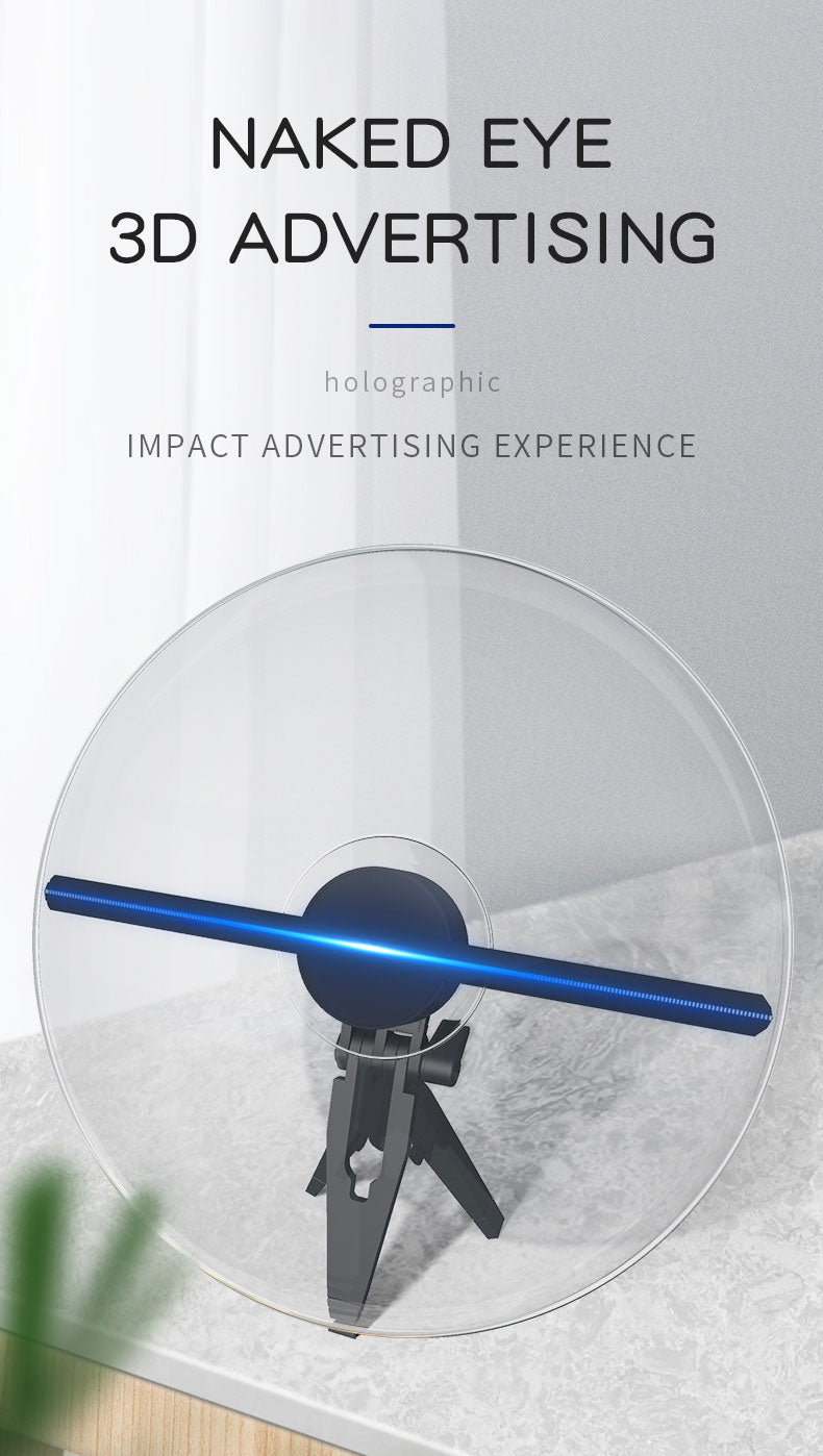 Desktop 3D Holographic Advertising Lights LED Sign Fan Screen With Transparent Cover Holographic Fan Support Photo Video