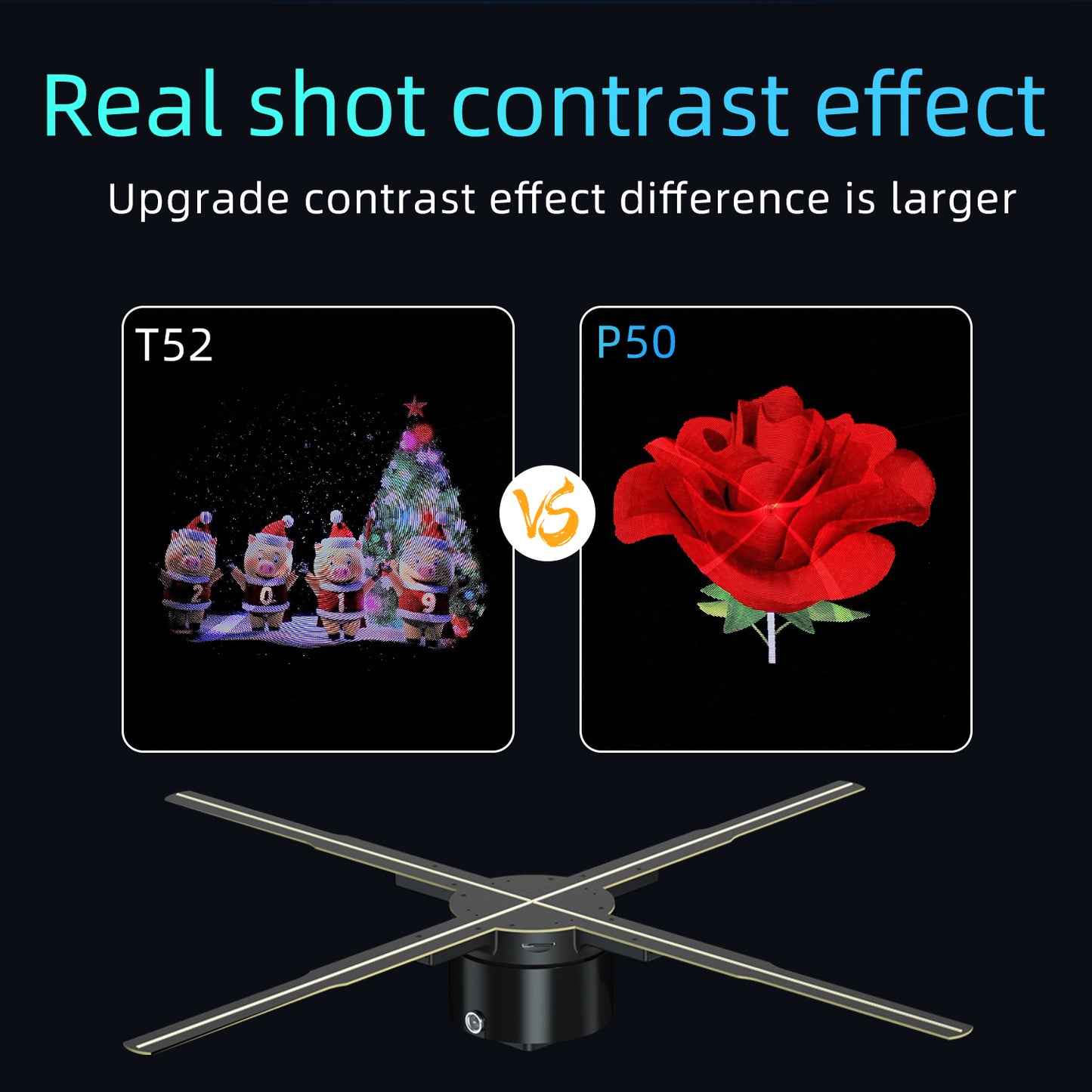 50cm 3D Hologram Fan Projector Wifi Led Sign Holographic Lamp Display Advertising Logo Light Three-Dimensional Projectors