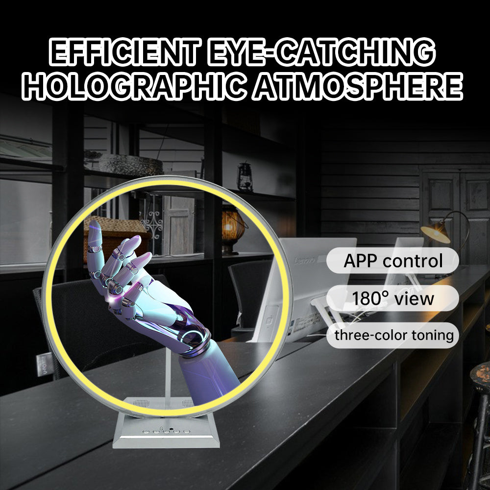 30cm 3D Hologram Fan Projector Desktop Model Fan Advertising Logo Light Support Sound With Transparent Cover Holographic Fan