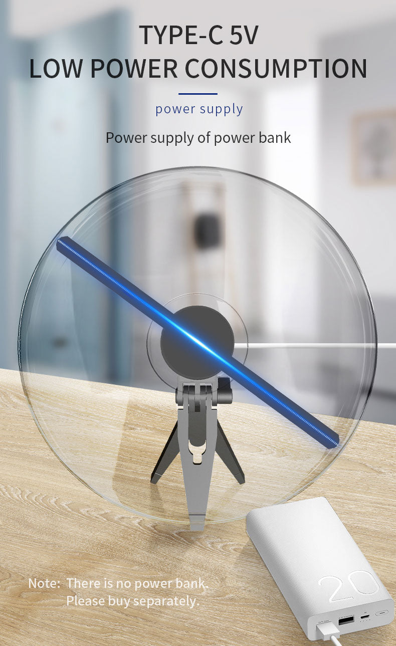Desktop 3D Holographic Advertising Lights LED Sign Fan Screen With Transparent Cover Holographic Fan Support Photo Video