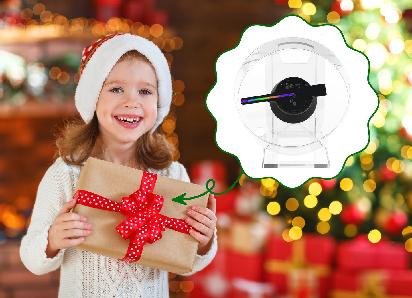3d Holographic Advertising Lights LED Desktop Model Fan Screen With Audio Playback With Transparent Cover Holographic Fan
