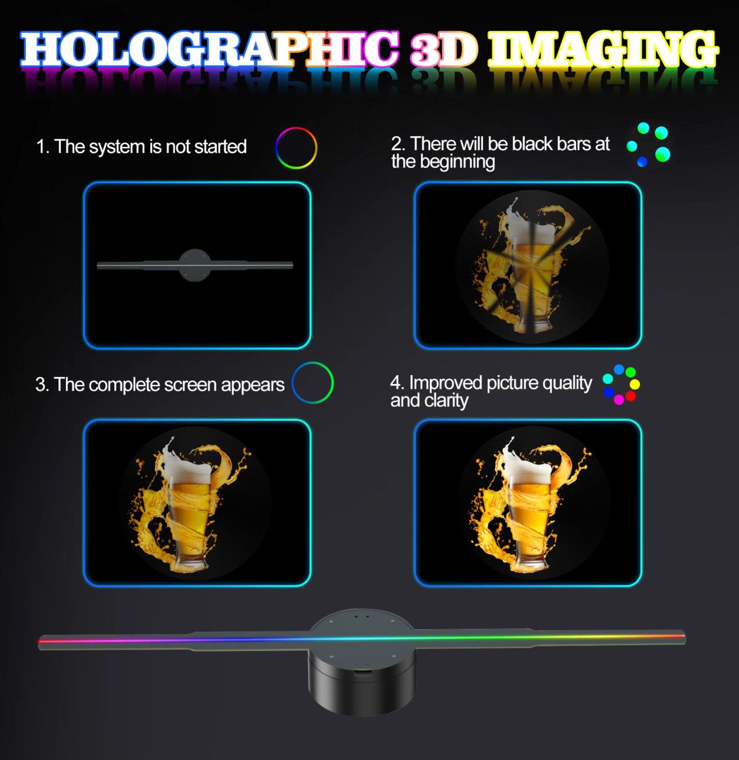 50cm 3D Hologram Fan Projector Wifi Led Sign Holographic Lamp Display Advertising Logo Light Three-Dimensional Projectors