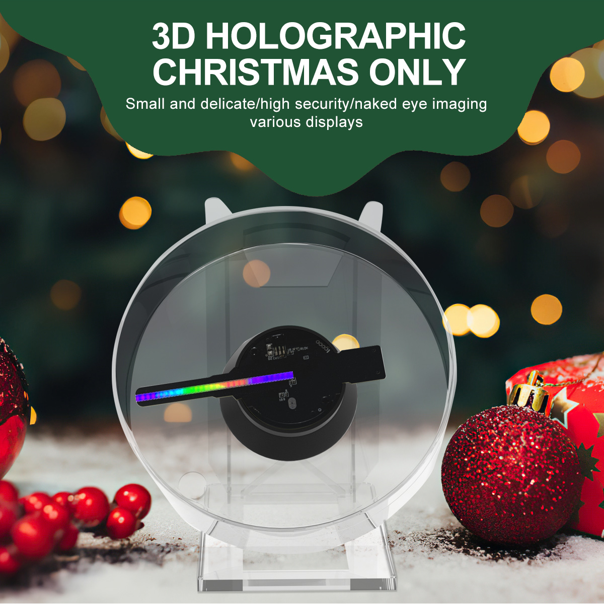 3d Holographic Advertising Lights LED Desktop Model Fan Screen With Audio Playback With Transparent Cover Holographic Fan