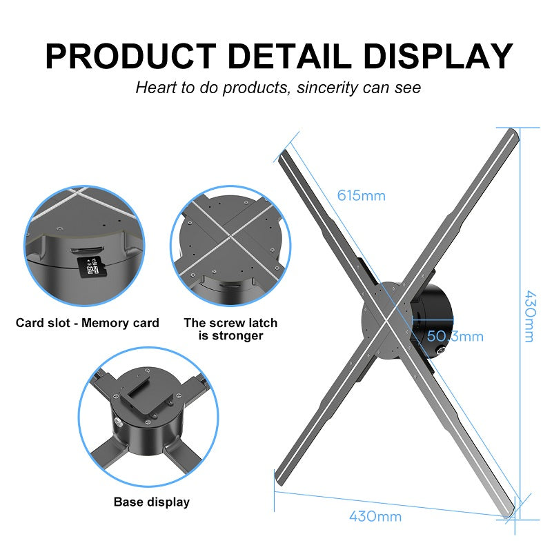 62cm 3D Fan Hologram Projector Wifi Led 3D Display Advertising logo Light Remote Advertise Display Light Logo Lamp